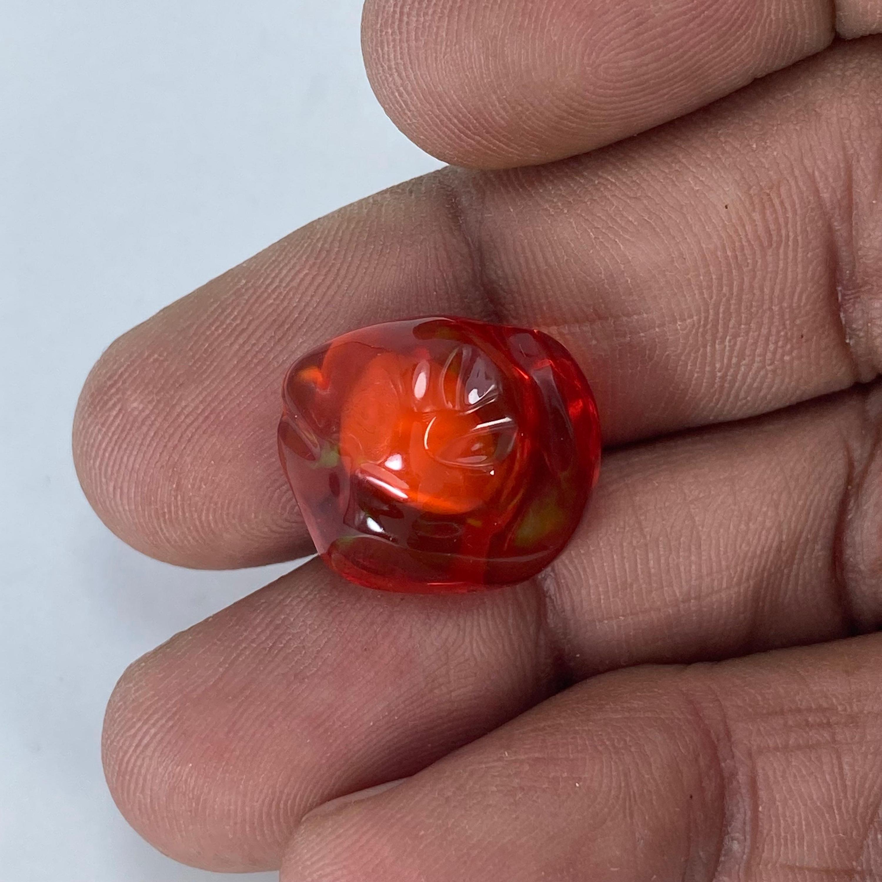 13.95カラット/素晴らしい本物のメキシコ産ファイヤーエッグオパール 