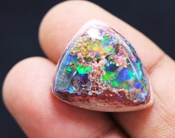 Natural Mexican Matrix Opal Cabochon, 24.76 Ct Triangle Cut