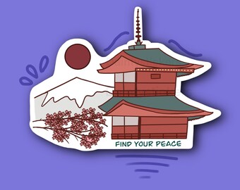 Japanese Pagoda Sticker | Waterproof Vinyl Decal