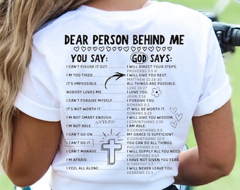 Dear Person Behind Me Shirt, God Says Hoodie, Cute Christian Self Love Sweat, Doodle Bible Affirmations, Jesus Doodle, You Say God Says