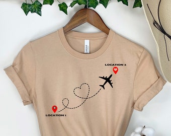 Custom Location Shirt, Custom Travel Shirt, Long Distance Relationship Shirt, Custom Plane Shirt, Airplane Mode Tee, Travel Buddies Shirt