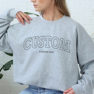 Trendy Custom College Letters Oversized Sweatshirt, Personalized Crew Neck Sweatshirt, Custom College Letters Women Crew Neck Sweatshirt
