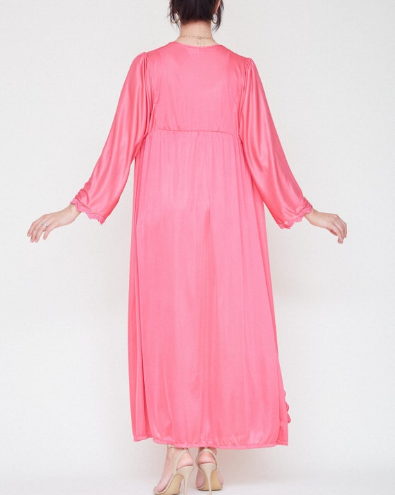 Vintage 80s Pink Nightgown & Robe Set / Sexy Keyh… - image 10