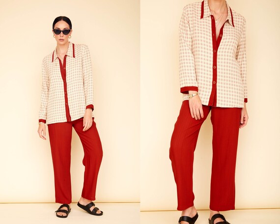 Vintage 80s Two-Piece Casual Women's Suit / Cream