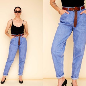 Vintage 90s Gitano High Waisted Indigo Wash Jeans / High Rise Women’s Denim Pants / Vtg 90s Mom Jeans Tapered Leg Light Blue Purple Wash