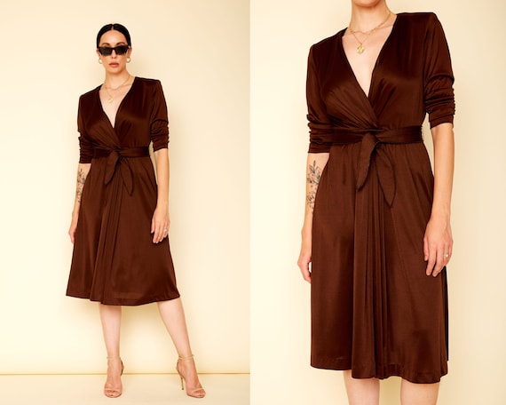 Vintage 70s Miss Elliette California Dress / Brown