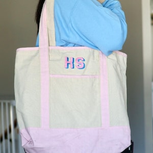 Embroidered Monogram Canvas Tote, Large Canvas Tote with Initials Embroidered, Bridesmaid Gift, Personalized Monogram Tote Bag, Wedding