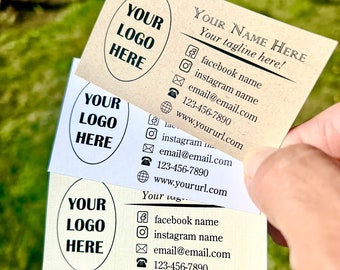 250 Custom Personalized Printed Business Cards~ Pack of 250~ 3.5 x 2 size~ Kraft Stock~ Classic Natural White Stock~ White Premium Stock