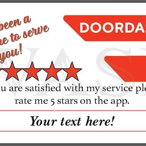 DOORDASH Lieferung Bewertung Karten ~ Zufriedene Service Food Lieferung Fahrerkarten ~ DoorDash Kundennotizen ~ Bearbeitbare Service Bewertungskarte