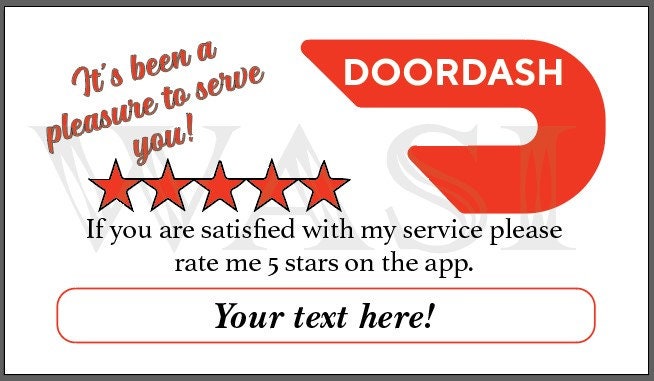 Cartões de classificação de entrega DOORDASH ~ Cartões de motorista de entrega de comida com serviço satisfeito ~ Notas do cliente DoorDash ~ Cartão de classificação de serviço editável