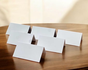 Blank BRIGHT WHITE LINEN Wedding Place Cards ~ Short Folded Table Cards ~ Seat Location