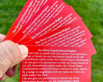 RED CARD ~ 5pcs Know Your Rights Cards ~ Tarjeta Roja ~Spanish ~ English ~ Constitutional Right