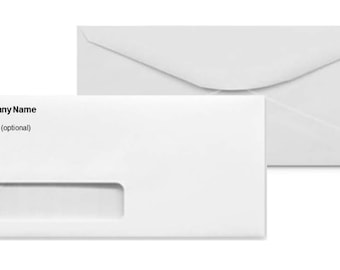 Personalized Business ~ Personal #10 White Wove Window Heat Resistant Film Envelopes~ Custom Black or Full Color Envelope Printing