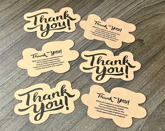 THANK YOU Silhouette Card ~ Die Cut ~ For Shopping Small Business Kraft Card Stock ~ Double sided ~ 60lb Kraft Paper