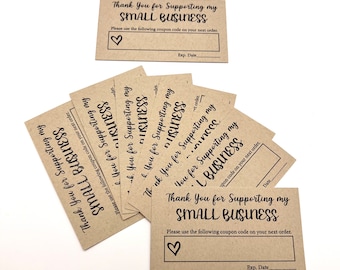 THANK YOU For Shopping Small Business ~ Business Cards Size ~ Discount Card ~ Kraft Stock ~ Discount Card ~ Appreciation Card