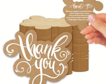 THANK YOU Silhouette Card ~ Die Cut ~ For Shopping Small Business Card Stock ~ Double Sided ~ 80lb Coated Cardstock