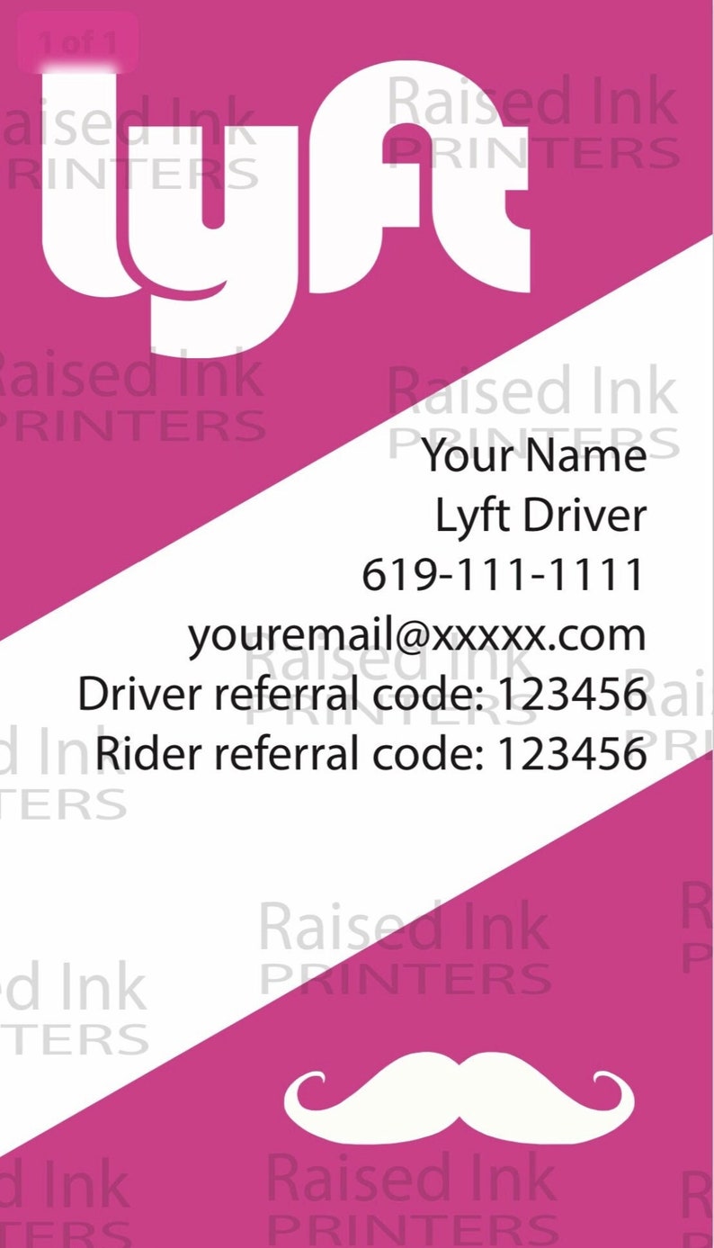 Personalized LYFT Business Cards Lyft Code Card Lyft Referral Card lyft
