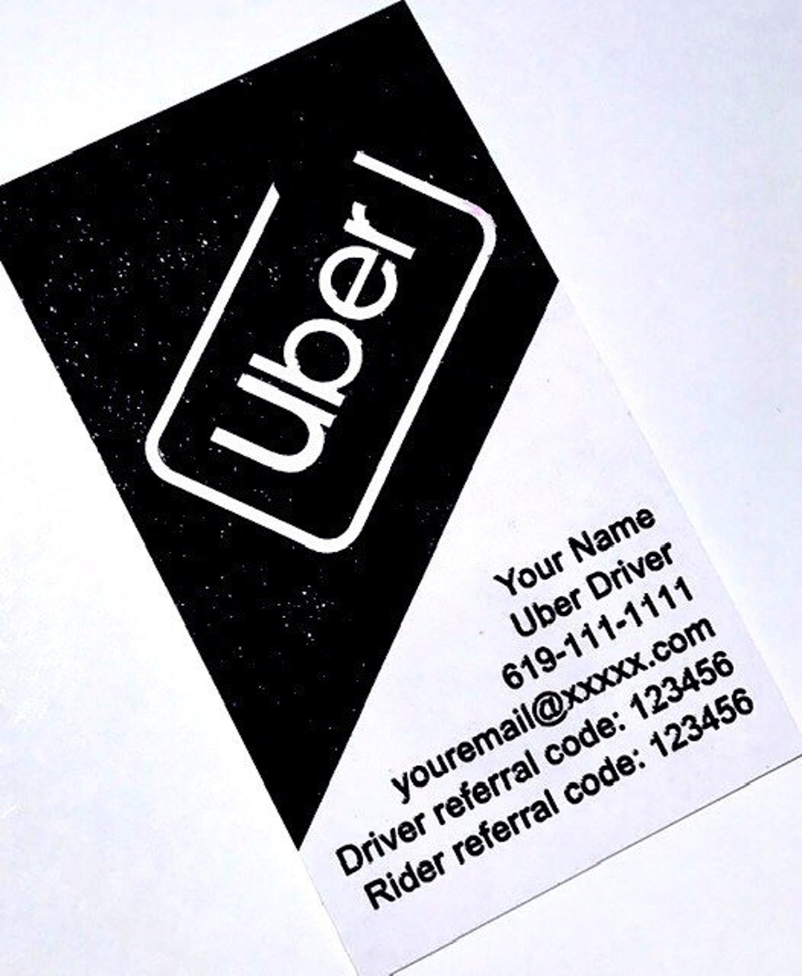 THERMOGRAPHY printed UBER Business Cards Uber Code Card Etsy