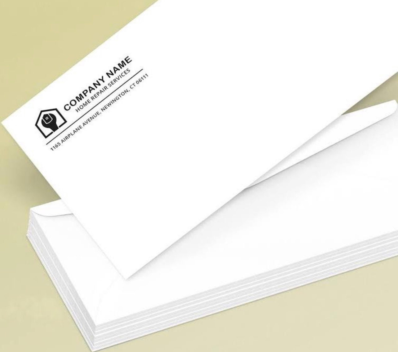 Personalized Business Envelopes 10 White Wove Envelopes Black Ink