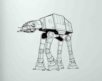 AT-AT Walker Vinyl Decal Star Wars Wall Decal Movie Gift Star Wars Wall Sticker Theater Sign At At Poster Bedroom Kids Nursery Decor 74m