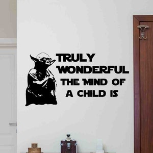 Verdaderamente maravilloso Las mentes de un niño es pared calcomanía vinilo pegatina cita Galaxy Wars calcomanía Geek regalo signo Jedi cartel decoración pared arte 120b