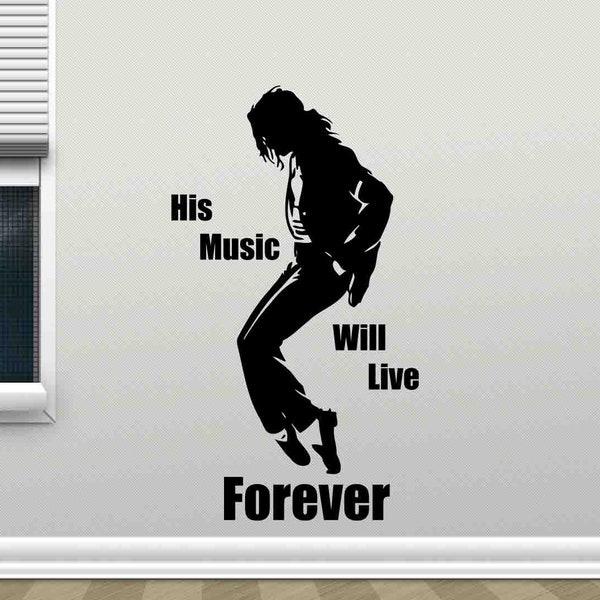 Jackson Vinyl Wall Decal His Music Will Live Forever Celebrity Wall Stickers Sign Gifts Jackson Poster Bedroom Decor Wall Art 168s