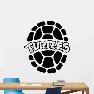 Calcomanía de pared de tortugas, póster adhesivo de vinilo, signo de concha Ninja, Logo, arte de pared para niños, sala de juegos, regalo, habitación de niños, decoración de guardería para niños z129