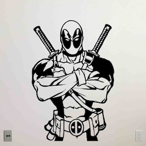 Deadpool pared calcomanía signo vinilo pegatina plantilla superhéroe cartel niños pared arte sala de juegos adolescentes regalo niños habitación niño guardería casa decoración z301