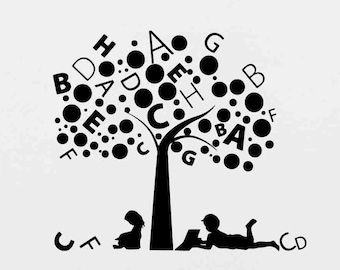 Alphabet pared calcomanía lectura vinilo pegatina letras biblioteca decoración aula signo libro cartel escuela pared arte profesor educación decoración 63i