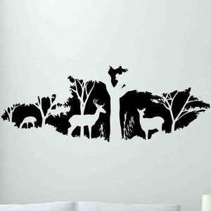 Naturaleza pared calcomanía animales salvajes decoración deers bosque extraíble vinilo pegatinas dormitorio decoración paisaje cartel de la naturaleza pared arte familia regalo 208a