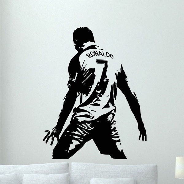 Ronaldo Wall Decal Vinyl Sticker Football Gift Sign Removable Stencil Sign Gym Wall Decor Soccer Player Poster Ronaldo Wall Art Sport ST