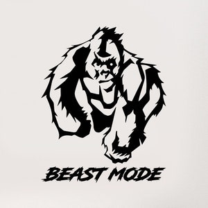 Beast Mode Wall Decal Gym Gorilla Vinyl Sticker Fitness Quote Sign Monkey Gym Wall Decor Workout Poster Home Gym Wall Art Sport Gift 1451