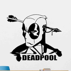 Deadpool cartel pared calcomanía signo vinilo etiqueta engomada superhéroe stencil niños pared arte playroom adolescentes regalo niños habitación niño vivero casa de cor z188