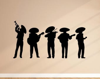 Mariachi Band Wall Decal Vinyl Sticker Sign Music Gift Mexican Decor Room Poster Wall Art One Color No Background 4073