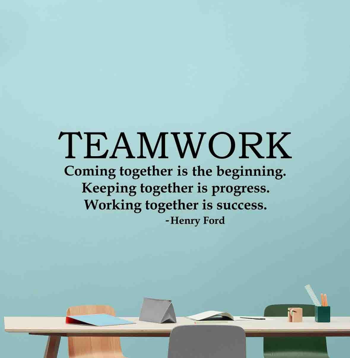 Teamwork Wall Decal Office Vinyl Sticker Henry Ford Quote Motivational ...
