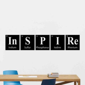 Inspire Wall Decal Periodic Table of Elements Classroom Vinyl Sticker Science Sign Poster College School Wall Art Gift Education Decor 41v