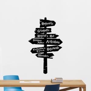 Road Sign Wall Decal Storybook Nursery Vinyl Sticker Way Pointer Quote Playroom Wall Art Christmas Gift Children Poster Kids Decor crt185