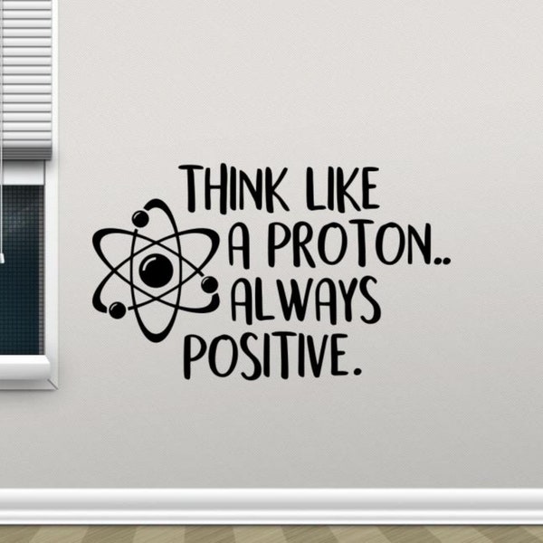 Think Like a Proton Wall Decal Vinyl Sticker Stem Sign Classroom Wall Art Science Quote Poster School Teacher Gift Education Wall Decor 60me