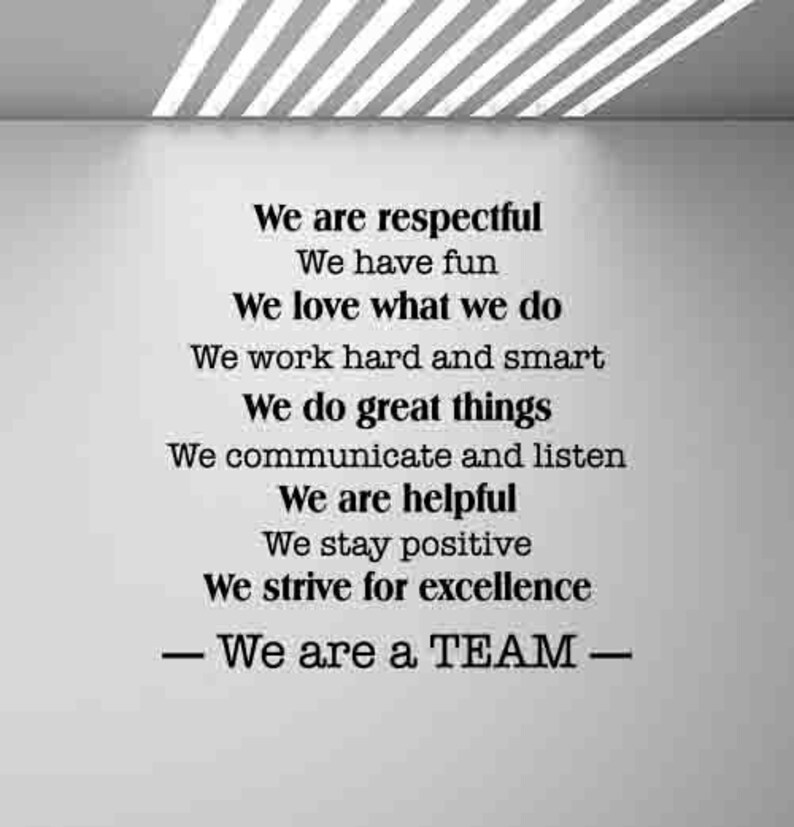 We Are a Team Wall Decal Office Vinyl Sticker Office Rules Etsy