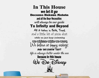 In This House We Do Disney Vinyl Decal Quote Lettering Wall Sticker Nursery Sign Disney Poster Wall Art Gift Kids Baby Bedroom Decor 124thn