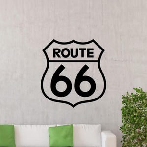 Route 66 Wall Decal Vinyl Sticker Garage Sign Gift Man Cave Wall Decor Poster Wall Art One Color No Background 3433