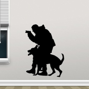 K9 Officer Wall Decal Vinyl Sticker K-9 Policeman German Shepherd Dog Canine Poster K9 Unit Wall Art Police Gifts Special Forces Decor 31bu