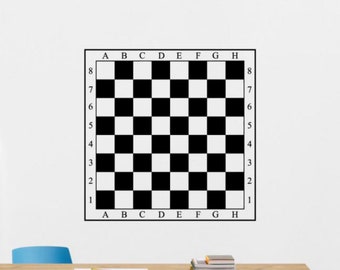 Chess Board Decal Vinyl Sticker Wall Window Door Table Game Board Chessboard Checkers Decor Sign Poster Art Chess Player Gift Stencil 128ex