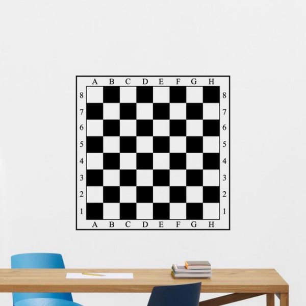 Chess Board Decal Vinyl Sticker Wall Window Door Table Game Board Chessboard Checkers Decor Sign Poster Art Chess Player Gift Stencil 128ex