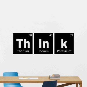 Think Wall Decal Periodic Table of Elements Classroom Vinyl Sticker Science Sign Poster College School Wall Art Gift Education Decor 49v