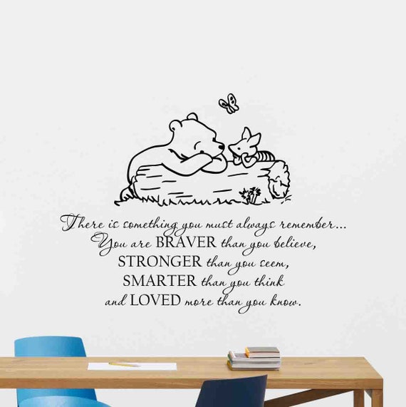 Winnie The Pooh Wall Decals Quote You Are Braver Than Nursery Sticker Decor Rm81 
