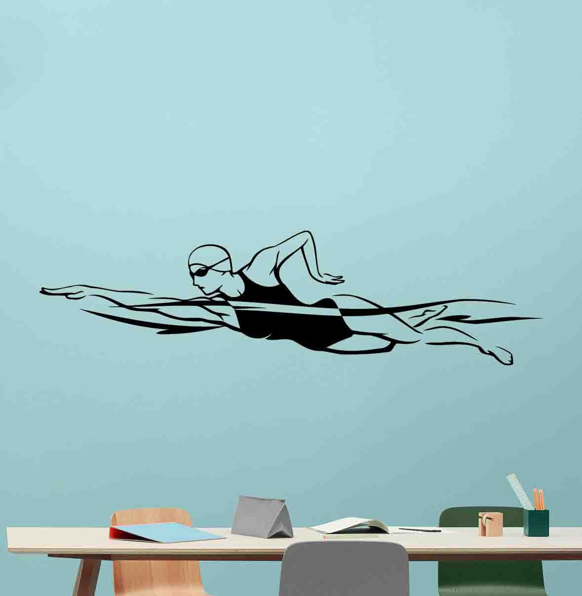Swim Vinyl Stickers Swimmer Decal Swimming Removable Wall Etsy