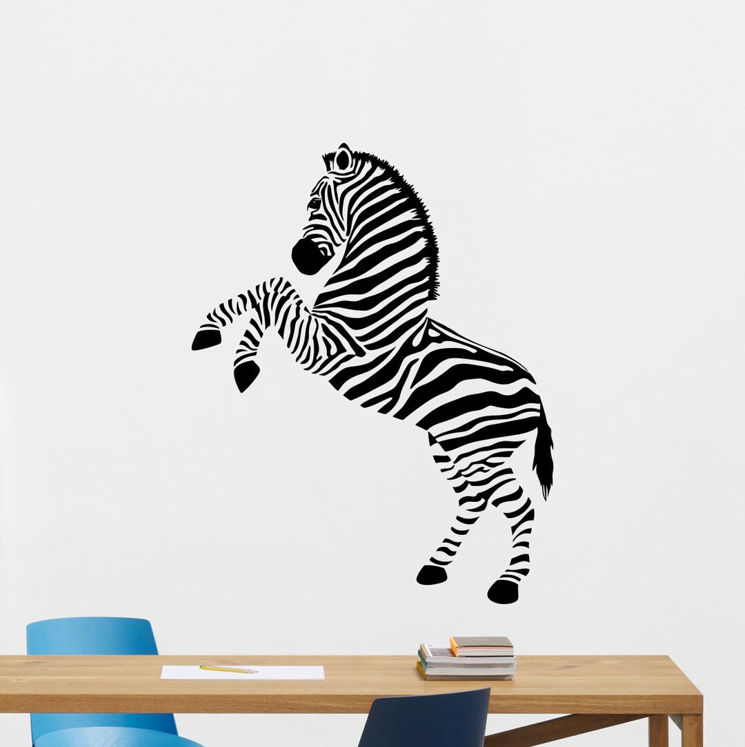 Zebra Wall Decal Vinyl Sticker Zebra Wall Sign Africa Wall Decor Zebra ...
