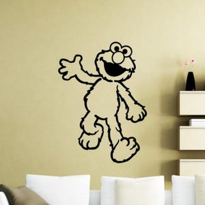 Calcomanía de vinilo para pared de Elmo, plantilla de regalo de sésamo, decoración para habitación de niños, póster, arte mural de pared, un color, sin fondo, 3496