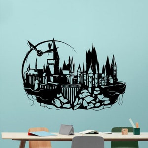 Castillo pared calcomanía vinilo pegatina mago escuela cartel signo niños magia pared arte sala de juegos regalo niños habitación niño guardería bebé decoración 80ct